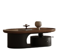 Table basse ovale de style antique, design créatif minimaliste, table centrale en bois pour la maison, table de salon avec rangement, table à thé