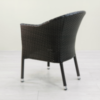 Chaise de salle à manger en rotin PE d'extérieur, résistante aux intempéries, fauteuil en osier avec coussin gris pour restaurant, bistrot, café, mobilier de jardin