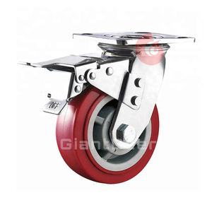 High Quality Heavy Duty Swivel <strong>Red</strong> PVC <strong>Caster</strong> <strong>Wheels</strong> 4 Inch 5 Inch 6 Inch 8 Inch - Product Image 6