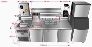 Station de travail sur mesure pour bubble tea <span class=keywords><strong>avec</strong></span> table de préparation réfrigérée, comptoir de bar à <span class=keywords><strong>eau</strong></span> tout-en-un pour les magasins de boissons - Product Image 3