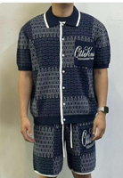 Pull jacquard en jersey de coton à manches courtes pour homme, avec logo personnalisé, maille ajourée, crochet d'été, à capuche, respirant