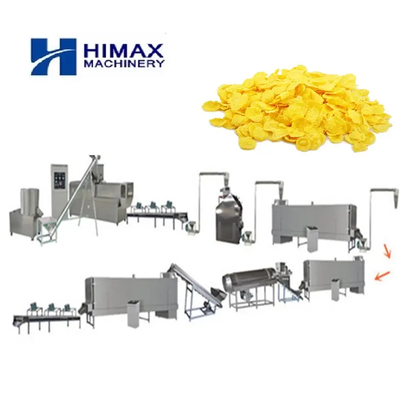 자동 콘플레이크 생산 라인 아침 식사 시리얼 만들기 기계 퍼프 콘 칩 압출기 기계