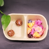 Boîte jetable en papier blanc et brun à 2 compartiments, biodégradable, en bagasse de canne à sucre, matériaux recyclés, compatible micro-ondes, pour emporter