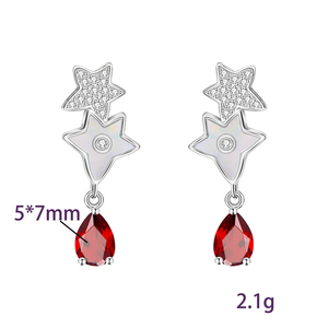 Pendientes de Plata de Ley 925 con Madreperla Fina de 5*7mm, Corte Pera, Piedra Natural, Doble Capa, Estrella, Joyería para Uso Diario - Product Image 6