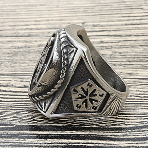 Freemason <b>Ring</b> Men's Stainless Steel Geometric Design Punk Style Gift Jewelry 27056 - Product Image 4