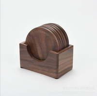 Ensemble de sous-verres ronds en bois de style américain, couleur naturelle, pour thé et café, LEXDO
