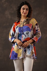 Camicia di Lusso da Donna con Motivi Misti, Design Elegante, Abbottonata, Tunica Casual, Collezione Boutique, Top di Moda Contemporanea - Product Image 2