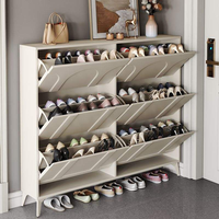 Meuble de rangement à chaussures moderne ultra-mince avec tiroir coulissant, design mural en bois peu encombrant pour entrée de maison - Étanche et durable