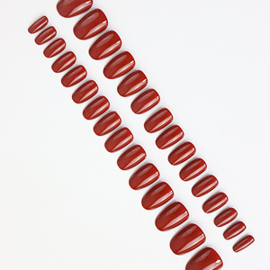 AIERFEI vente en gros 30 pièces de <span class=keywords><strong>faux</strong></span> <span class=keywords><strong>ongles</strong></span> ovales <span class=keywords><strong>bordeaux</strong></span> Gel souple de haute qualité couverture complète rouge foncé pour la vente au détail - Product Image 3