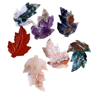 Hojas de Cristal Natural Talladas a Mano al por Mayor, Hojas Pulimentadas Talladas en Cristal, Artesanías de Cristal para Regalos - Product Image 1