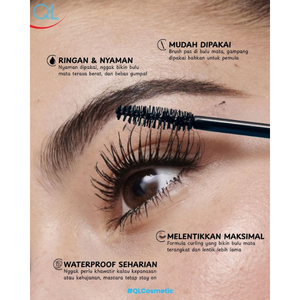 QL Waterproof & Curling <b>Mascara</b> delivers long-lasting, chemical-free black curls with a creamy texture Halal-certified for safe - Product Image 5