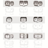 Paquet de palettes Évier de cuisine dessiné en acier inoxydable 304 standard à double cuvette égale professionnelle