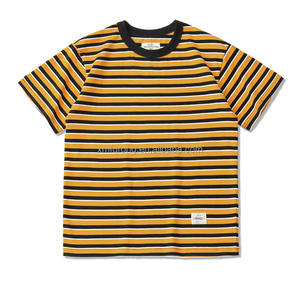 Camiseta tejida caqui informal de verano para hombre, cuello redondo Sea Soul, suelta acoplada, peso pesado, rayas, manga corta, venta al por mayor China - Product Image 2