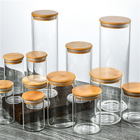 2024 nouveautés contenants alimentaires 1960ml 1360ml 1100ml 800ml cylindre haute borosilicate verre épices pot de stockage avec couvercle en bambou