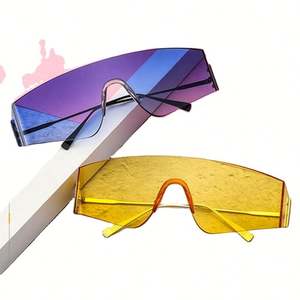 Nouvelles lunettes de soleil tendance pour femme, monture large, dégradées, en métal, protection UV400, style rectangulaire surdimensionné, sport, 2021 - Product Image 2