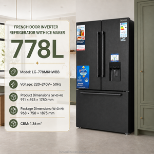 Réfrigérateur à portes françaises HUAZOS de qualité LGS avec distributeur d'eau, grande capacité 778L, 220V, R600a, en promotion - Product Image 1