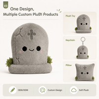 Peluche de Halloween en forme de pierre tombale, personnalisée, en polyester doux, pour décoration de fêtes, faible MOQ, service OEM ODM
