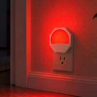Veilleuse intelligente à capteur de luminosité, lampe d'ambiance rouge, à brancher, avec détection crépusculaire et du lever du soleil, pour montage mural