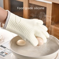 En gros, gants de cuisine à cinq doigts en silicone épaissi, anti-brûlure, résistants aux hautes températures, avec doublure en coton, compatibles lave-vaisselle et four