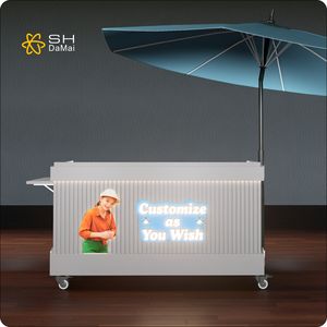 अनुकूलित स्टेनलेस स्टील लकड़ी-अलमारियों खाद्य फोल्डिंग कार्ट पोर्टेबल खाद्य स्टाल बाजार स्टाल पोर्टेबल बिक्री स्टैंड - Product Image 1