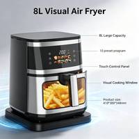 Freidora de Aire Digital de Acero Inoxidable de 8L con Pantalla Táctil y Ventana Visible