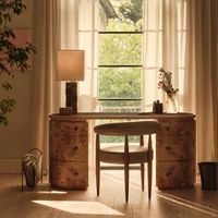Vente directe usine – Bureau de style Old Money en bois massif, texture tronc d'arbre, design rétro américain, personnalisable