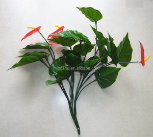 Feuilles artificielles rouges de faux Anthurium en PE <span class=keywords><strong>pour</strong></span> jardin vertical intérieur/extérieur, bouquet, utilisation par les paysagistes, fleurs, herbes, arbustes - Product Image 3