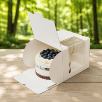 Boîte à gâteau de style tiroir avec plateau coulissant et ruban de tirage, en papier kraft écologique, pour mariage et anniversaire, avec logo personnalisé