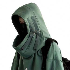 Felpe da uomo personalizzate con cappuccio Hip Hop Cyberpunk nero stile urbano stile giapponese Hombres Techwear bocca di pesce felpa con cappuccio per gli uomini - Product Image 1