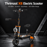 Trottinette électrique longue portée 72V 40Ah, pneus de 12 pouces, amortisseur hydraulique, double chargeur, 25 km/h, urbain, tout-terrain