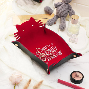 Plateau à dés mignon en forme de chat, plateau de jeu de dés pliable en cuir, rangement portable pour dés. - Product Image 4