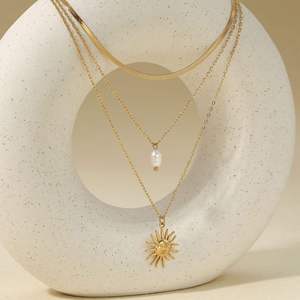 Collar de joyería de moda, collar con colgante, joyería para mujer, collar de joyería fina, collar de acero inoxidable, colgante de perla natural - Product Image 3