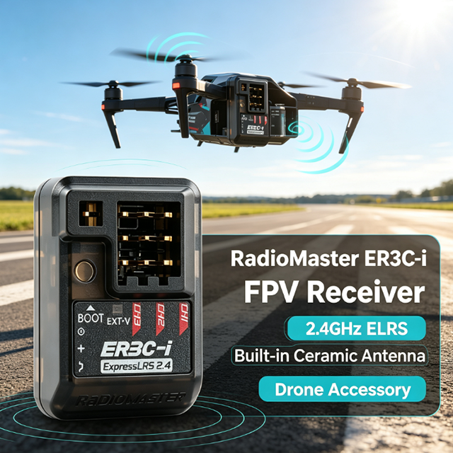 ER3C-i FPV Receiver Built-in Ceramic Antenna 2.4GHz ELRS PWM 3CH Telemetry TCXO for RC Car Surface Boat Model