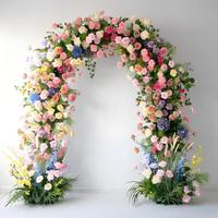Arche florale pour événements de mariage avec support, chemin de table en roses de soie, toile de fond pour arche de mariage, décorations murales romantiques pour chambre à coucher