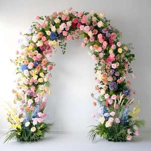 Arche florale pour événements de mariage avec support, chemin de table en roses de soie, toile de fond pour arche de mariage, décorations murales romantiques pour chambre à coucher - Product Image 1