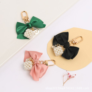 Creative <b>Car</b> Keychain Pendant Fresh Colorful Ribbon <b>Bow</b> Pearl Cube Accessories - Product Image 4
