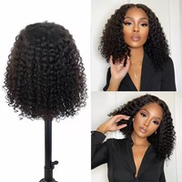 Perruque Lace Front Bestseller pour Femme, Cheveux Courts Bouclés Style Afro, Volumineuse, Naturelle, Polyvalente, Couvre-tête Complet, Noire, 12-16 Pouces DY300