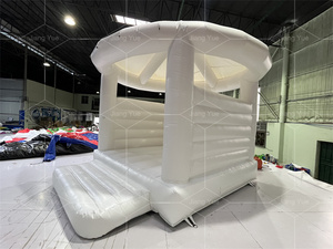 <span class=keywords><strong>Mini</strong></span> petit château gonflable rebondissant commercial mariage maison de rebond blanc pour tout-petits avec fleur et rideau - Product Image 2
