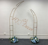 HY Set von 2 Halbmond Blumen ballon Bogen Hintergrund Stand Arche De Mariage En Metall Mittelstücke Veranstaltungen Hochzeit Bogen Horn