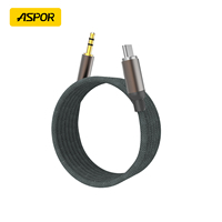 ASPOR A253 Nouveau câble AUX 3,5 mm vers Type-C en alliage de zinc et aluminium avec gaine en nylon tressé de 1,2 m pour voiture, téléphone portable et lecteur MP3