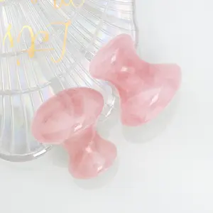 Ferramenta de massagem facial e corporal atacado em forma de cogumelo Guasha cogumelo de quartzo rosa pedra Gua Sha