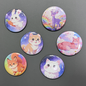 맞춤형 금속 반사 인쇄 학교 보안 원형 하트 고양이 개인화 핀 틴 틴플레이트 버튼 배지 - Product Image 5