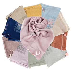 Hijab foulard Hanako série Premium, manches courtes, bleu marine, élégant, respirant, léger, imprimé numérique, coton musulman, printemps - Product Image 1