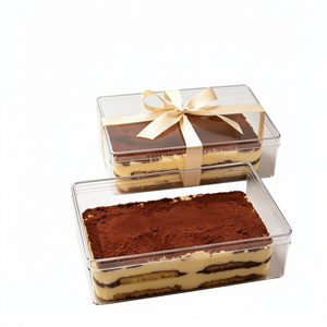 Clear PS Tiramisu Packaging <b>Box</b> Plastic <b>Dessert</b> Container with Lid for Bakery Cake Candy - Product Image 1