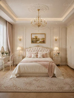 Service de design d'intérieur sur mesure, solution de mobilier classique français blanc crème élégant, aménagement de maison haut de gamme