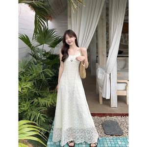 Elegant Natural Waist Solid Pattern <b>Slip</b> <b>Dress</b> Apricot A-Line Strapless Floor-Length Summer <b>Dress</b> Simple <b>Vintage</b> Women's - Product Image 1