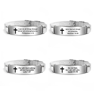 Pulsera <span class=keywords><strong>de</strong></span> Acero Inoxidable <span class=keywords><strong>de</strong></span> Moda, Biblia, Cruz Cristiana, Frase Inspiradora, Amor Familiar, <span class=keywords><strong>Amistad</strong></span>, Pulsera <span class=keywords><strong>de</strong></span> Silicona - Product Image 3