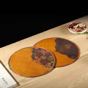 Bamboo Woven Tea Mat Natural Handmade Heat Insulation Round Coaster For Tea Set Home Decoration - Product Image 1