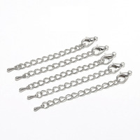 Lot de 20 fermoirs mousquetons à chaîne allongée de 50-70 mm, connecteurs de chaînes métalliques pour bracelets et bijoux DIY - Vente en gros