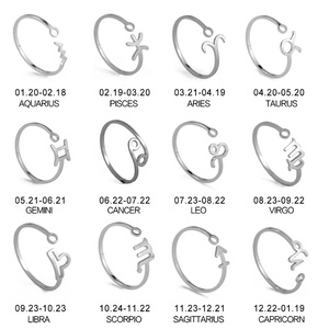 12 Sterrenbeelden <span class=keywords><strong>Gemini</strong></span> <span class=keywords><strong>Ring</strong></span> Roestvrij Staal Verstelbare Opening Dames En Heren Sieraden Mode Verjaardagscadeau Groothandel - Product Image 1